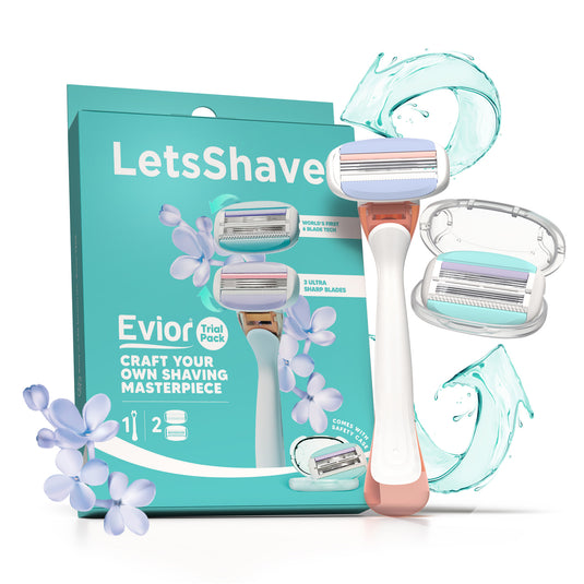 LetsShave Evior Trial Pack, Body Hair Removal Razor for Women with Wide Head & Open Flow Cartridge