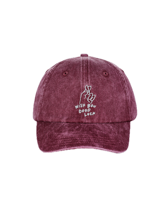 BASEBALL HAT WISH YOU GOOD LUCK- RED WASHED