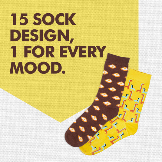 My Sock Drawer! Series 1! Unisex Socks, 100% Organic Cotton, Crew Length, Pack of 15 + Free Tin Box