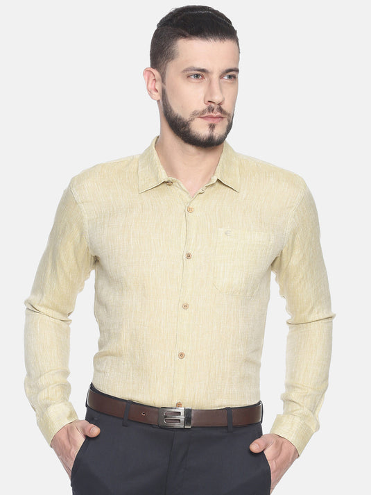 Men Fawn Hemp Formal Full Sleeve Shirt