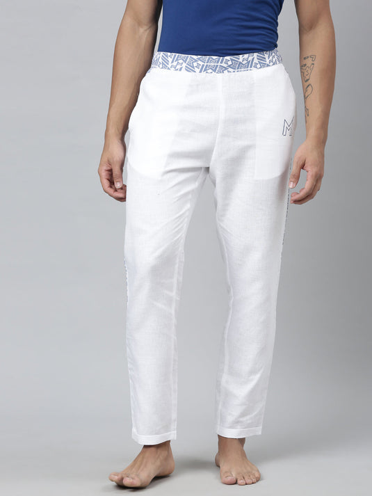 Ecentric-Mumbai Indians Official Men White Hemp Lounge Pant