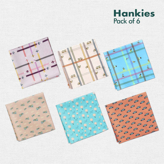 Travelicious! + TBC! The Boss Collection! Unisex Hankies, 100% Organic Cotton, Pack of 6