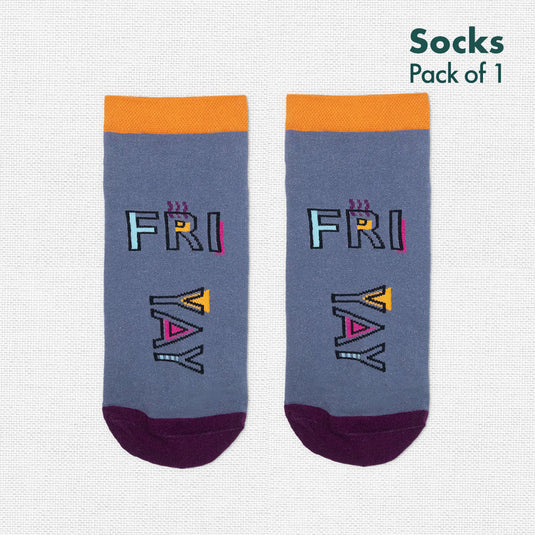 Friyay! Unisex Socks, 100% Organic Cotton, Ankle Length, Pack of 1