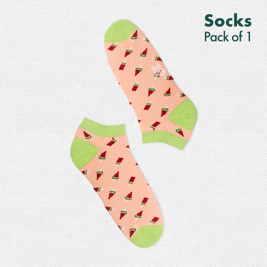 ATM! Any Time Melon! Unisex Socks, 100% Organic Cotton, Ankle Length, Pack of 1