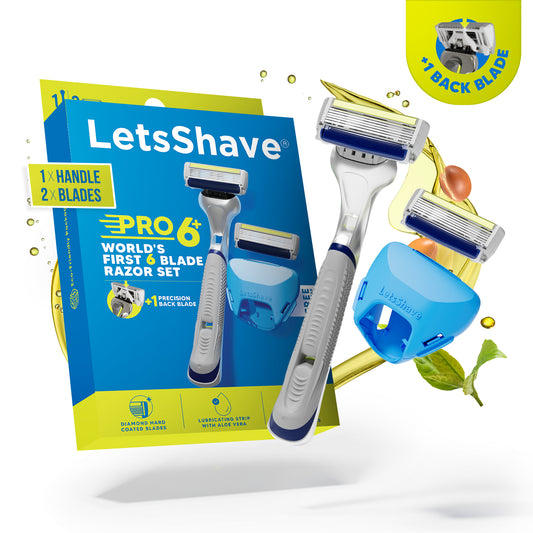 LetsShave Pro 6 Plus  Face & Full Body Razor for Men (Razor+2 Bldes+Travel Cap)