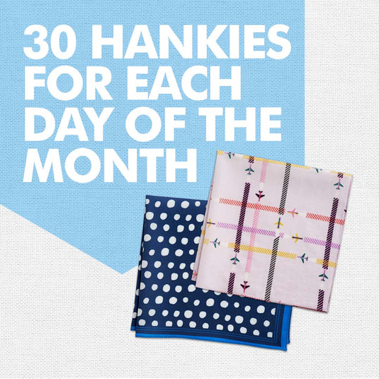 My Hanky Closet! Unisex Hankies, 100% Organic Cotton, Pack of 30 + Free Tin Box