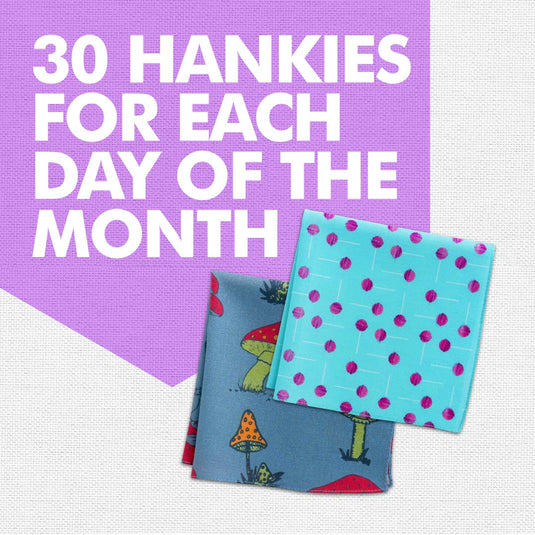 My Hanky Closet! Unisex Hankies, 100% Organic Cotton, Pack of 30 + Free Tin Box