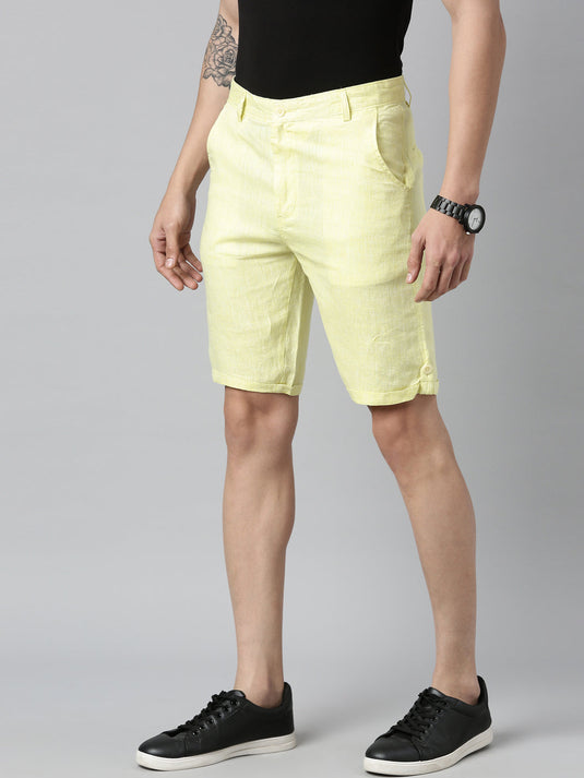 Men Lemon Yellow Shorts