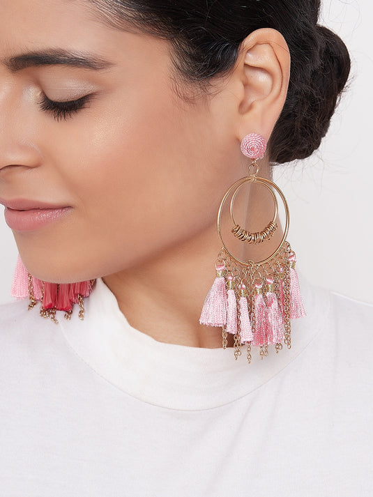 Pink Tassel Earrings