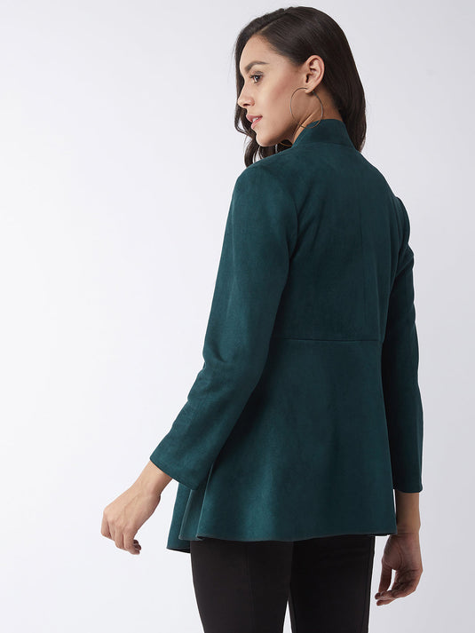 Solid A-line Side Zipper Shrug