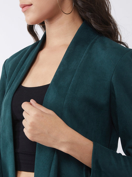 Solid A-line Side Zipper Shrug