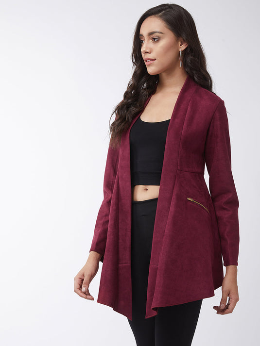 Solid A-line Side Zipper Shrug