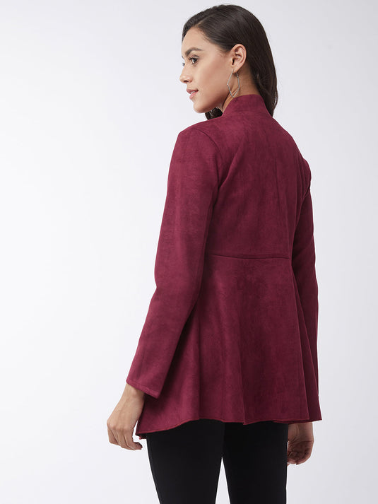 Solid A-line Side Zipper Shrug