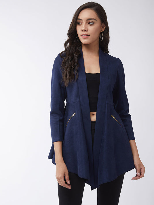 Solid A-line Side Zipper Shrug