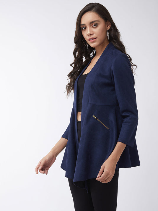 Solid A-line Side Zipper Shrug