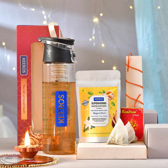 Keeros Healthy Bhai Dooj Gift Hampers with Tikka Pack | Perfect Bhai Dooj Gifts for your Beloved Brother in a Premium Box