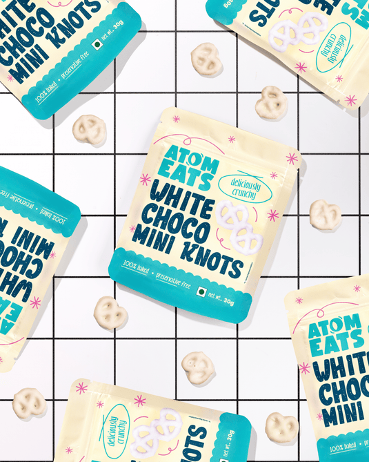 Atom Eats | White Choco Dipped Pretzels, Pack of 2, Choco Dipped Mini Salted Pretzel Knots, 30 g each