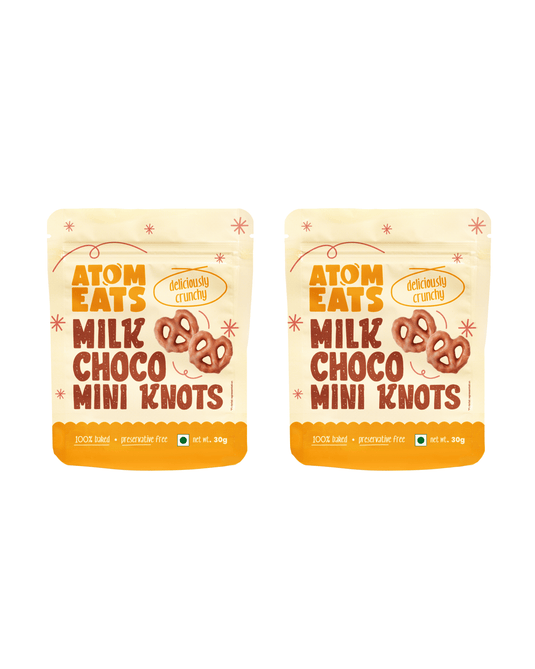 Atom Eats | Milk Choco Dipped Pretzels, Pack of 2, Choco Dipped Mini Salted Pretzel Knots, 30 g each