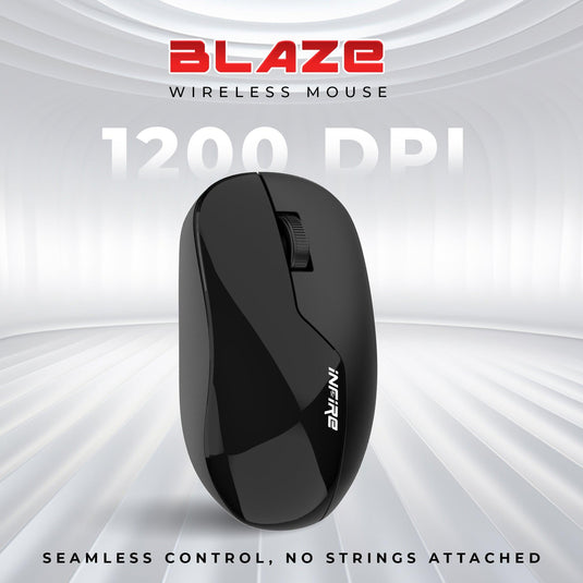 Blaze Wireless mouse with 1200 DPI, High accuracy, Ergonomic design 2.4GHz Wireless Optical Mouse - iNFiRe