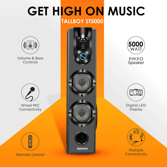 GIZMORE ST5000 50W Bluetooth Single Tower Speaker