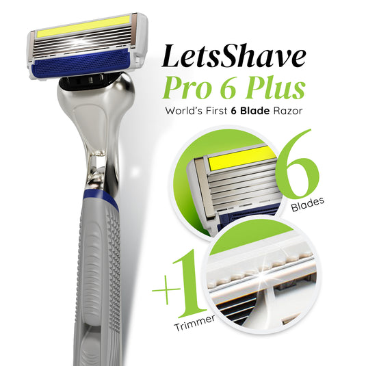 LetsShave Pro 6 Plus  Face & Full Body Razor for Men (Razor+2 Bldes+Travel Cap)