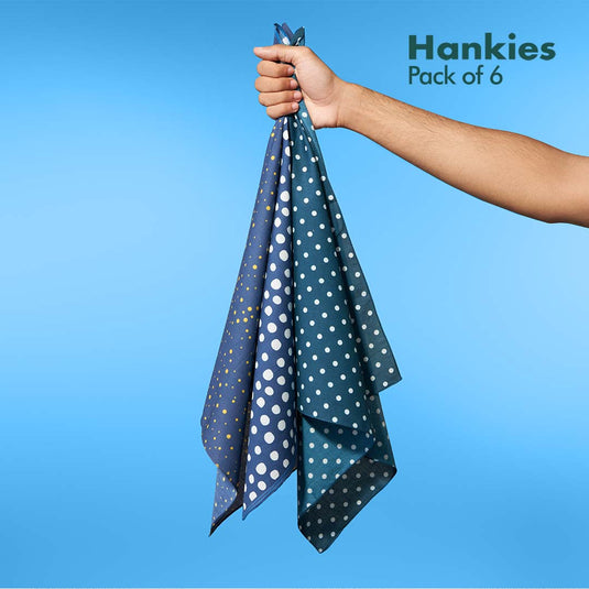 PDT! Polka Don't Tell! + TMI! Too Motif Information! Unisex Hankies, 100% Organic Cotton, Pack of 6