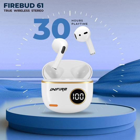 iNFiRe FireBud 61 True Wireless EarBuds upto 30 Hours PlayTime ,Led Display ,5.3 BT Version , IPX 4 , 13mm Driver - iNFiRe