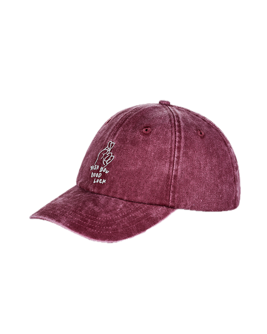 BASEBALL HAT WISH YOU GOOD LUCK- RED WASHED