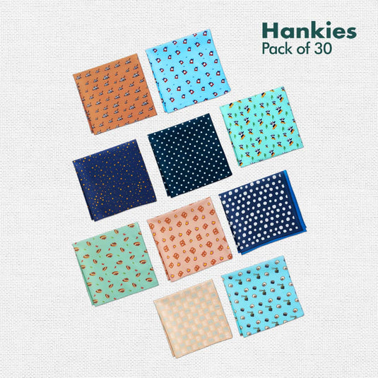 My Hanky Closet! Unisex Hankies, 100% Organic Cotton, Pack of 30 + Free Tin Box