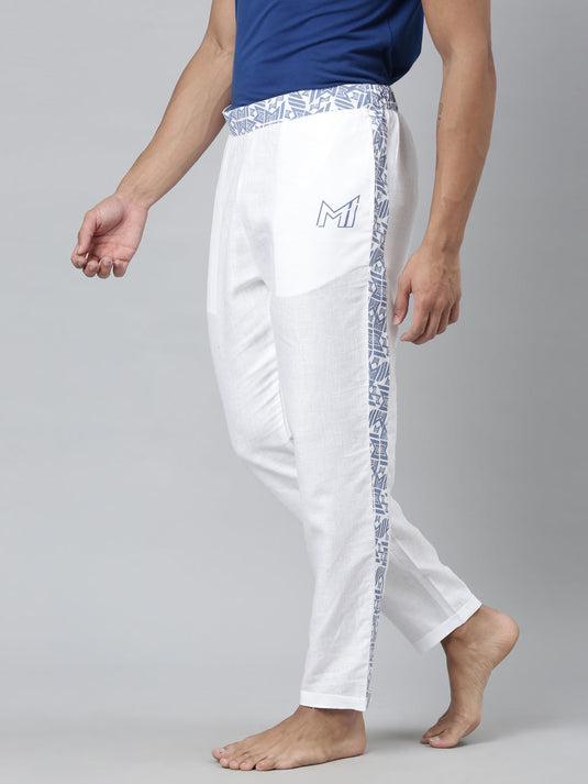 Ecentric-Mumbai Indians Official Men White Hemp Lounge Pant