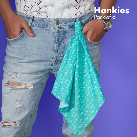 Travelicious! + Now You Sea Me! Unisex Hankies, 100% Organic Cotton, Pack of 6