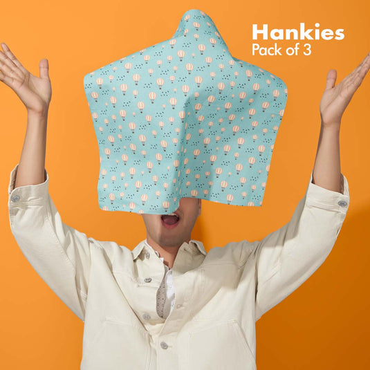 Travelicious! Unisex Hankies, 100% Organic Cotton, Pack of 3