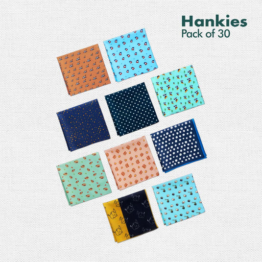 My Hanky Closet! Unisex Hankies, 100% Organic Cotton, Pack of 30 + Free Tin Box