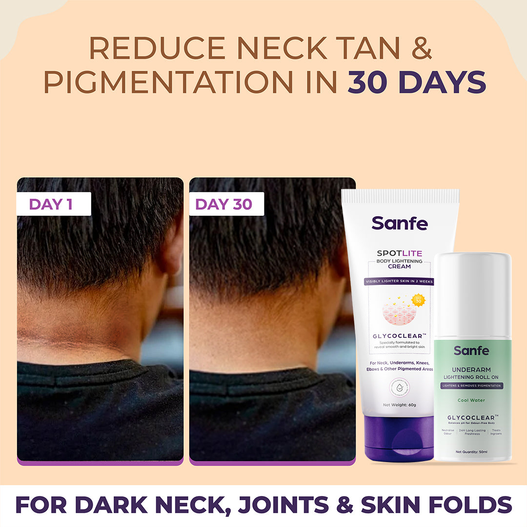 Sanfe Full Body Brightening Combo For Dark & Tanned Neck, Underarms, Joints & Skin folds For Men