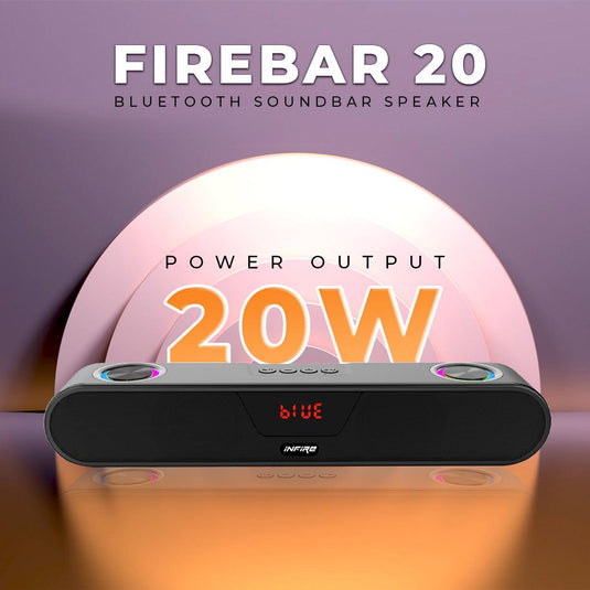 iNFiRe FireBar 20 upto 8 Hours PlayTime, 360* Surrounding Sound With RGB Lights 20 W Bluetooth Soundbar - iNFiRe