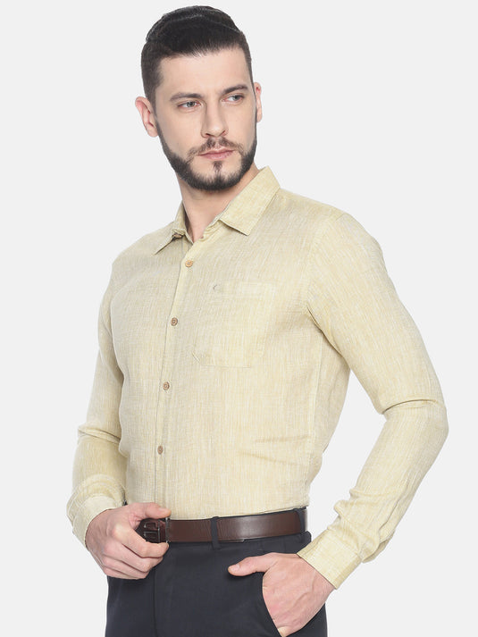 Men Fawn Hemp Formal Full Sleeve Shirt