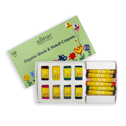 Organic Crayon Combo, 8 Standard Blocks & 6 Pencils