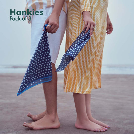 PTO! Polka Turn Over! Unisex Hankies, 100% Organic Cotton, Pack of 3