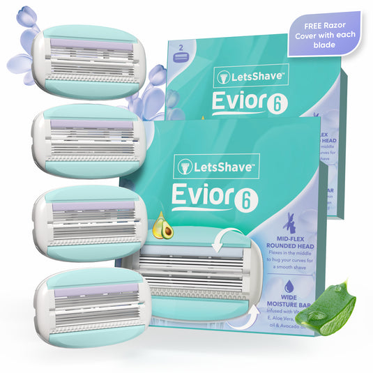 LetsShave Evior 6 Blade Refills for Women + Moisturising Band (Pack of 4 Blades)