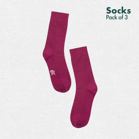 Blackcurrant Bliss! Unisex Socks, 100% Organic Cotton, Crew Length, Pack of 3