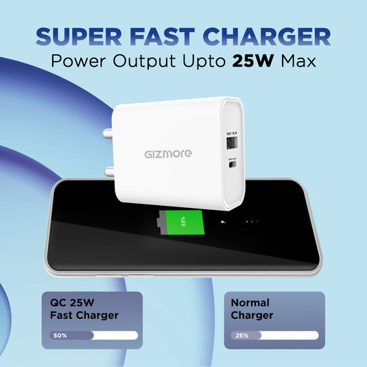 GIZMORE PA611 25W QCPD Super-Fast Charger Adapter