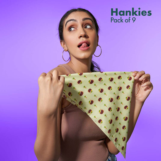 Animalholic! + Happy High! + TBC! The Boss Collection! Unisex Hankies, 100% Organic Cotton, Pack of 9