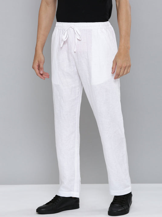 Men Hemp White Broad Bottom Comfort Pant