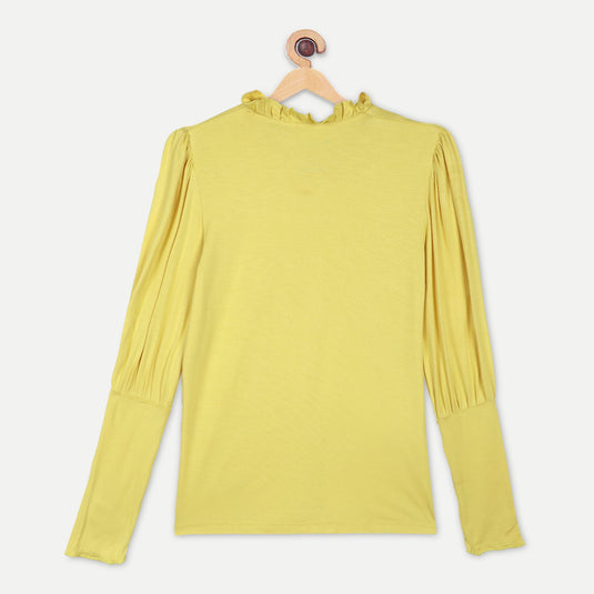 Bamboo Fabric Girl's Ruffle Neck Top | Anti-bacterial, Anti-viral Collection