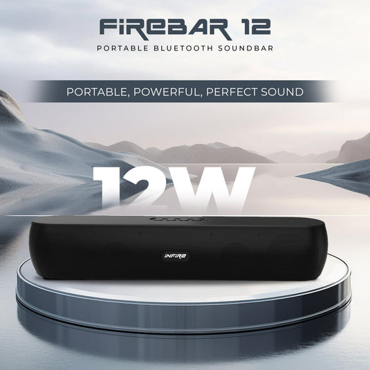 FireBar 12 upto 10 Hours PlayTime, Surrounding Sound With 52mm Drivers 12W Soundbar - iNFiRe