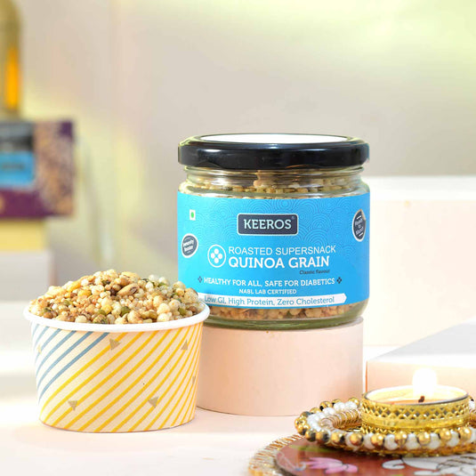 Keeros Healthy Diwali Gift Hamper of 3 Supersnack Jars  | Combo of Sweet & Salted, Tasty & Nutritious Super Snacks in Glass Jars Packed in a Beautiful Gift Hamper