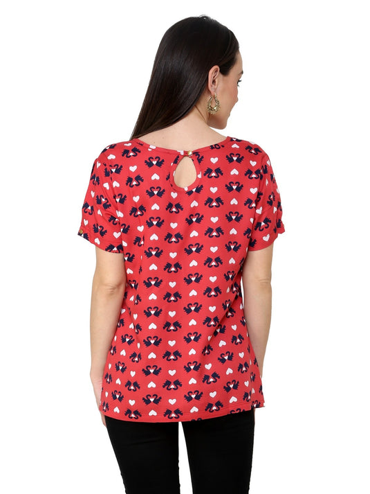 Pannkh Women's Coral Printed Top