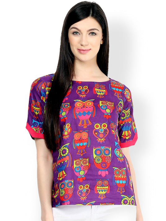 Pannkh Women's Owl Print Top