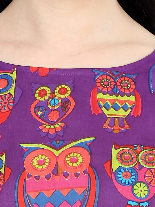 Pannkh Women's Owl Print Top