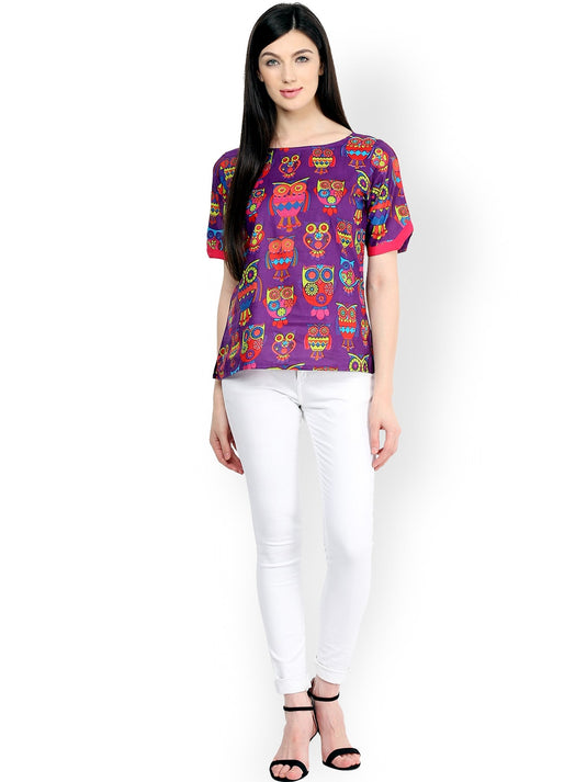 Pannkh Women's Owl Print Top